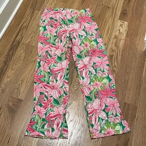 Lilly Pulitzer Pants Tropical Floral Print Women's XS Pink Green Lounge